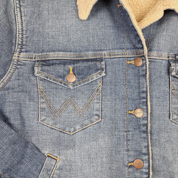 Wrangler Women's Retro Denim Jacket Sherpa Lined Western Large Excellent Cond. - Picture 3 of 13